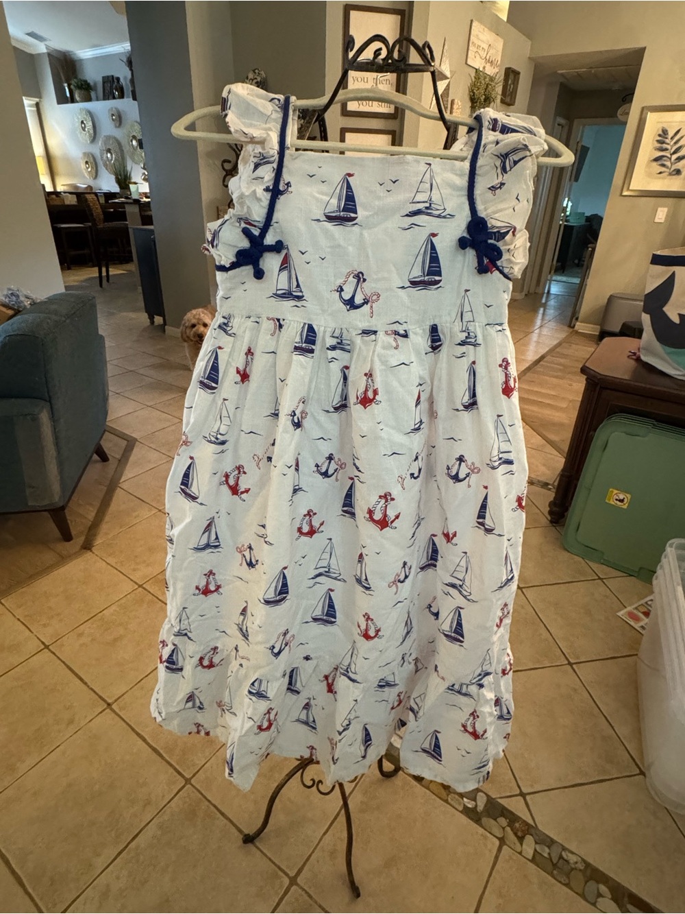 Tommy Bahama Girls Size 10 Nautical Sailboat Anchor Ruffle